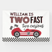 Banderoles Deux voitures de course rouges rapides Deuxième an (Horizontal)