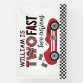 Banderoles Deux voitures de course rouges rapides Deuxième an (Verticale)