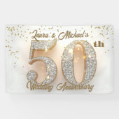 Banderoles Diamant doré 50e anniversaire du Mariage (Horizontal)