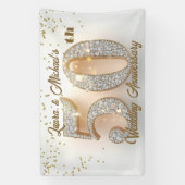 Banderoles Diamant doré 50e anniversaire du Mariage (Verticale)