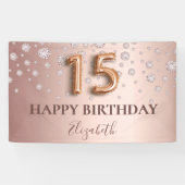 Banderoles Diamants d'or rose de Quinceanera (Horizontal)