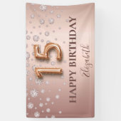 Banderoles Diamants d'or rose de Quinceanera (Vertical)