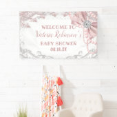 Banderoles Diamond Pearl Blush rose Girly Elegance Baby showe (En situation)