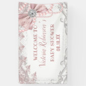 Banderoles Diamond Pearl Blush rose Girly Elegance Baby showe (Vertical)
