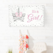 Banderoles Diamond Unicorn Face Baby shower fille (En situation)