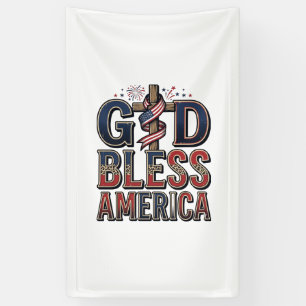 Banderoles Dieu bénisse l'Amérique Croix patriotique Vintage