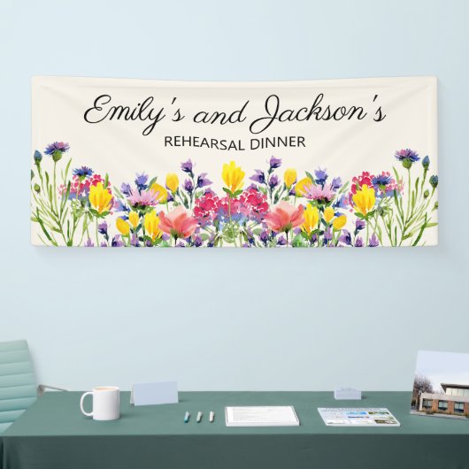 Banderoles Dîner de répétition Fleurs sauvages Nom (Salon professionnel)