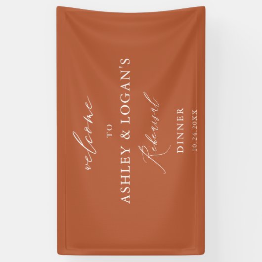 Banderoles Dîner de répétition Mariage moderne Burnt Orange (Vertical)