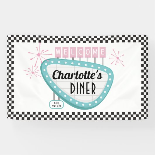 Banderoles Diner Retro Anniversaire des années 1950 - Sock Ho (Horizontal)