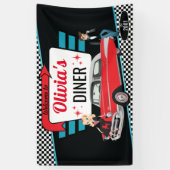 Banderoles Diner Retro Voiture 1950 Sock Hop (Vertical)