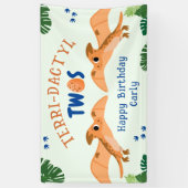 Banderoles Dinosaur 2e anniversaire Funny Green Pterodactyle (Vertical)