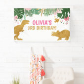 Banderoles Dinosaur Anniversaire Dino Banner Safari Rose (En situation)