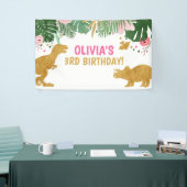 Banderoles Dinosaur Anniversaire Dino Banner Safari Rose (Salon professionnel)