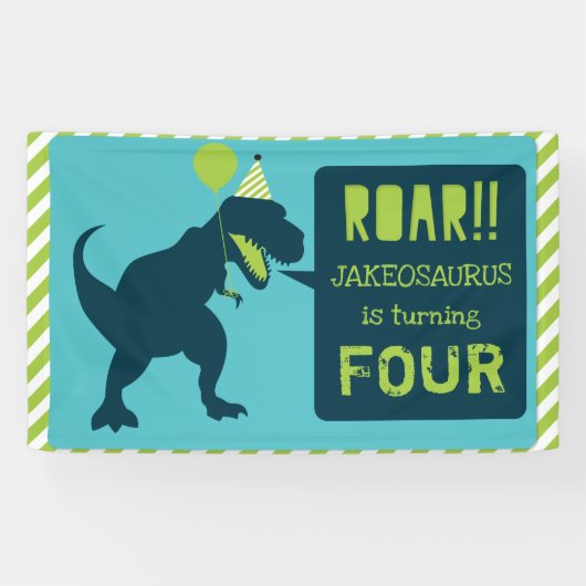 Banderoles Dinosaur Birthday Banner Green (Horizontal)