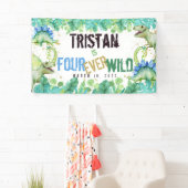 Banderoles Dinosaur Boy Four Ever Wild Birthday Banner (En situation)