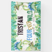 Banderoles Dinosaur Boy Four Ever Wild Birthday Banner (Vertical)