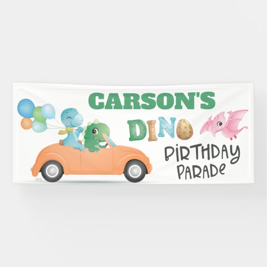 Banderoles Dinosaur Drive By Birday Parade Party (Horizontal)