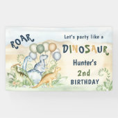 Banderoles Dinosaur Green Blue Pastel Boy Anniversaire (Horizontal)