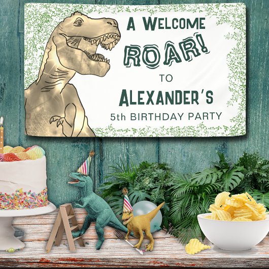 Banderoles Dinosaur Jungle 5e fête d'anniversaire Bienvenue