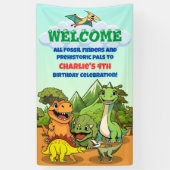 Banderoles Dinosaur Jurassic Cute Caricature Préhistorique Bi (Vertical)
