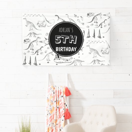 Banderoles Dinosaur Os Fossiles Motifs Âge d'anniversaire (En situation)