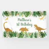 Banderoles Dinosaur Verdure Or Anniversaire (Horizontal)