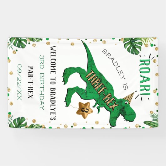 Banderoles Dinosaure 3rd Birthday Welcome (Horizontal)