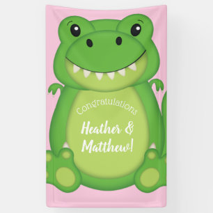 Banderoles Dinosaure Baby shower T-Rex Rose Girl