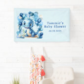 Banderoles Dinosaure Bleu Et Ballons Baby shower Garçon (En situation)