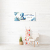 Banderoles Dinosaure Bleu mignon avec Baby shower garçon Flor (En situation)