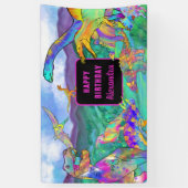 Banderoles Dinosaure coloré aquarelle Filles anniversaire (Vertical)