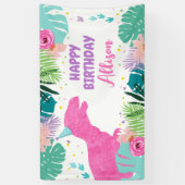 Banderoles Dinosaure fond T-Rex rose Dino fille Anniversaire (Vertical)