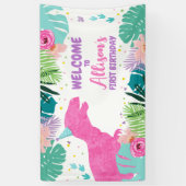 Banderoles Dinosaure fond T-Rex rose Dino fille Anniversaire (Vertical)