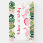 Banderoles Dinosaure rose et or Safari Anniversaire (Vertical)