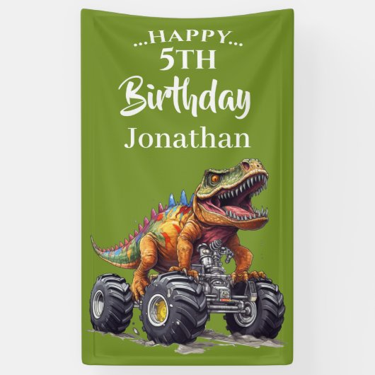 Banderoles Dinosaure T-Rex Monster Truck Party (Vertical)