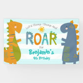 Banderoles Dinosaures Bleu Cute Stomp Chomp Roar Boy Annivers (Horizontal)