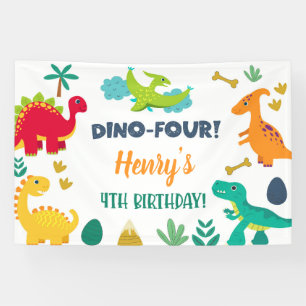 Banderoles Dinosaures dino-quatre anniversaire bannière/toile
