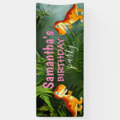 Banderoles Dinosaures fille rose (Vertical)