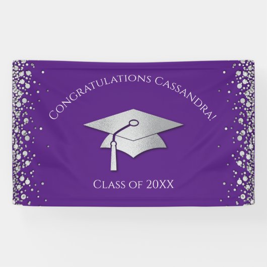Banderoles Diplômation Violet et Argent (Horizontal)