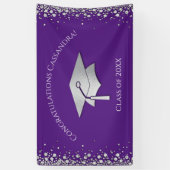 Banderoles Diplômation Violet et Argent (Vertical)