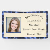 Banderoles Diplôme Bordure en Satin Bleu Ajouter une Photo (Horizontal)