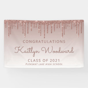 Banderoles Diplôme Chic Dégoulinant Paillettes Rose Gold