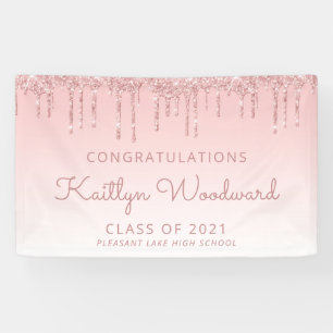 Banderoles Diplôme Chic Glitter Drip Rose