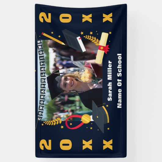 Banderoles Diplôme customisé 2023 avec nom et photo (Vertical)