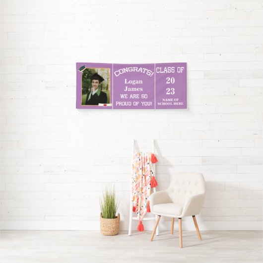 Banderoles Diplôme customisé 2025 avec nom et photo (En situation)