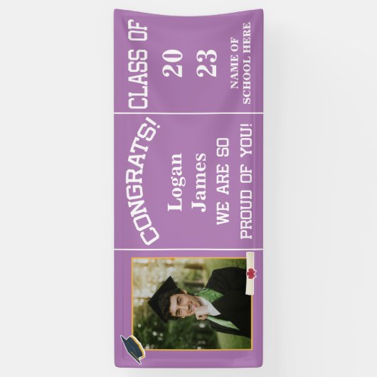 Banderoles Diplôme customisé 2025 avec nom et photo (Vertical)