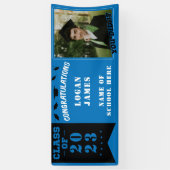Banderoles diplôme customisé bleu 2023 avec nom & Photo (Vertical)