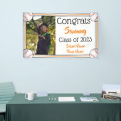 Banderoles Diplôme de baseball Orange & Black One Photo (Salon professionnel)