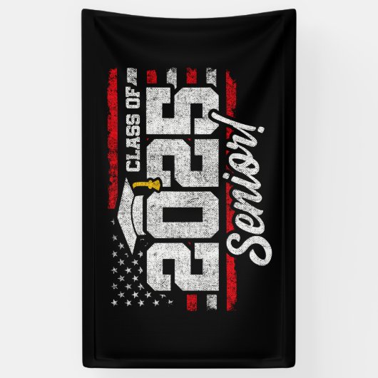 Banderoles Diplômé de la promotion 2025 Drapeau américain Ter (Vertical)