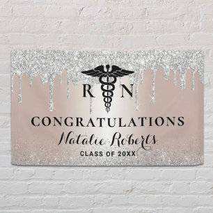 Banderoles Diplôme de l'école de soins infirmiers Rose modern